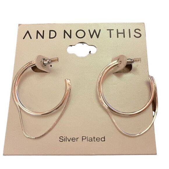 NWT
And Now This silver plate chain C hoop earrings - Picture 1 of 4